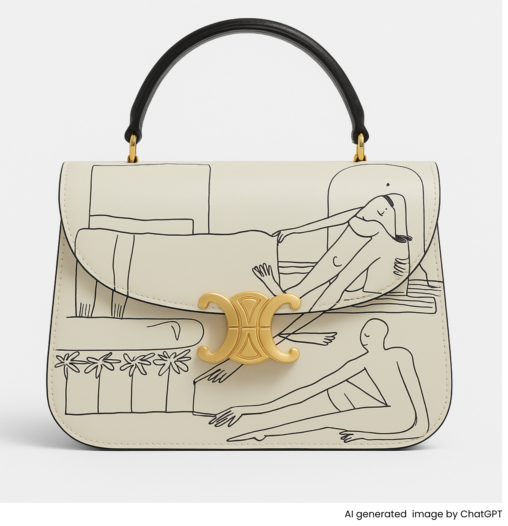 Résidence Triomphe artist-edition Triomphe bag — figurative artwork on leather