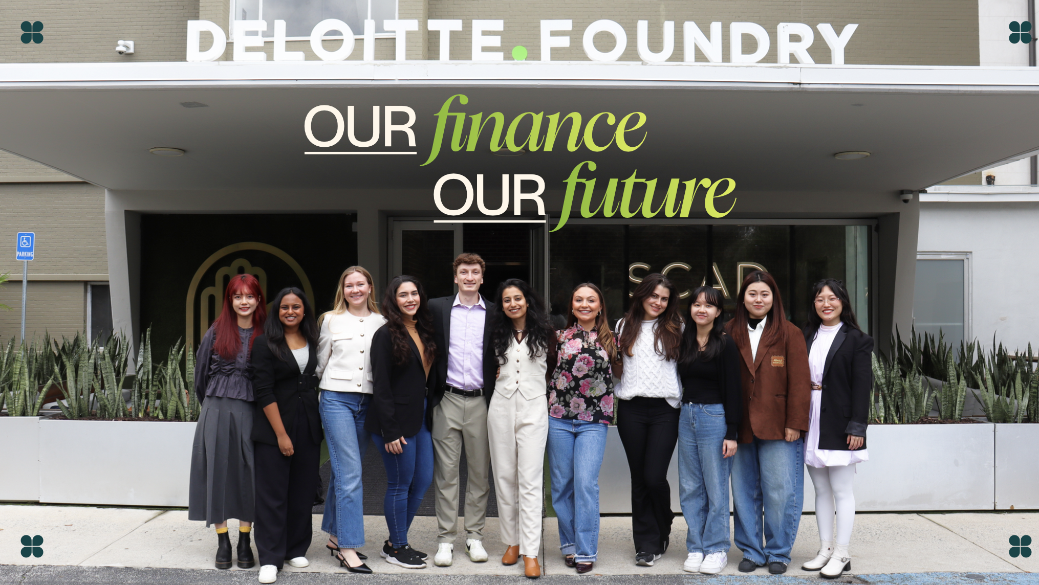 Final presentation at the Deloitte Foundry in Los Angeles — SCADpro cohort under the project tagline "Our Finance, Our Future"
