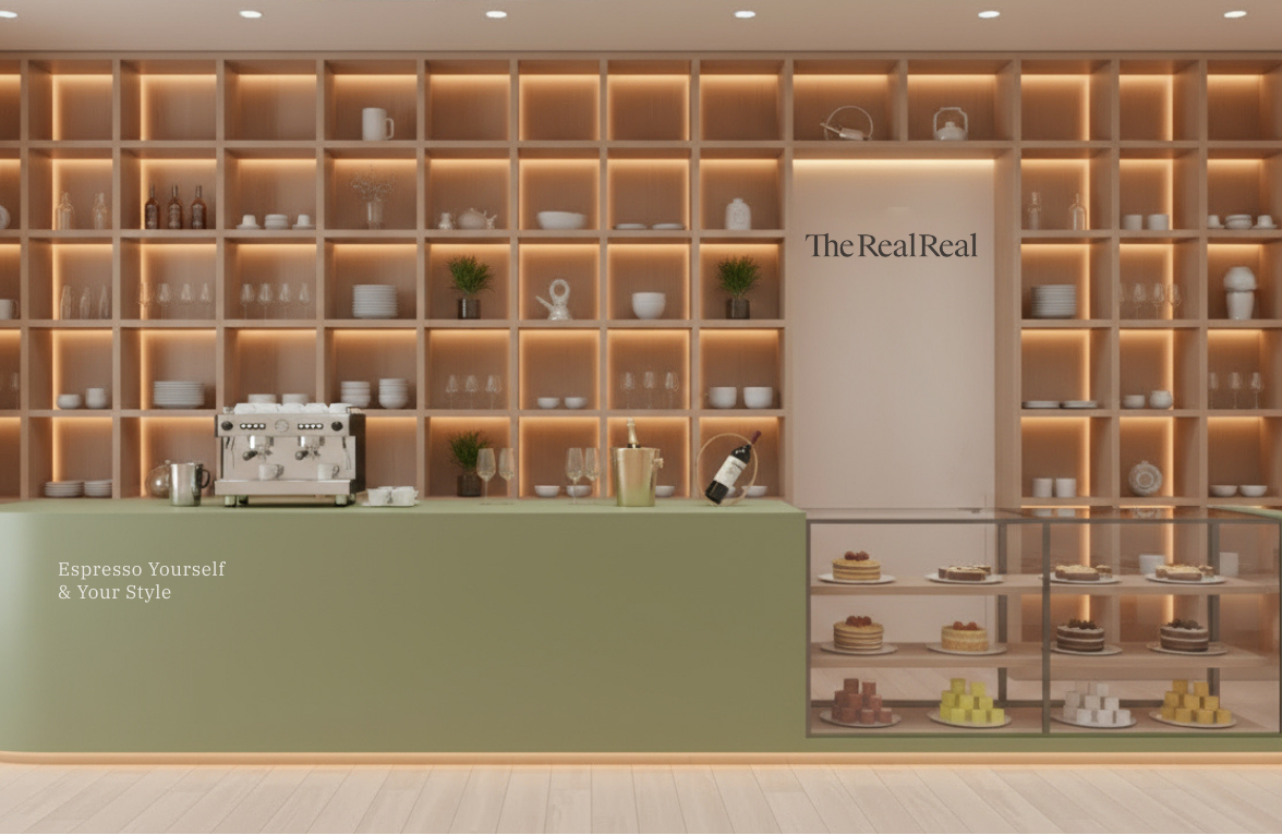 Café render with coffee bar and TRR signage
